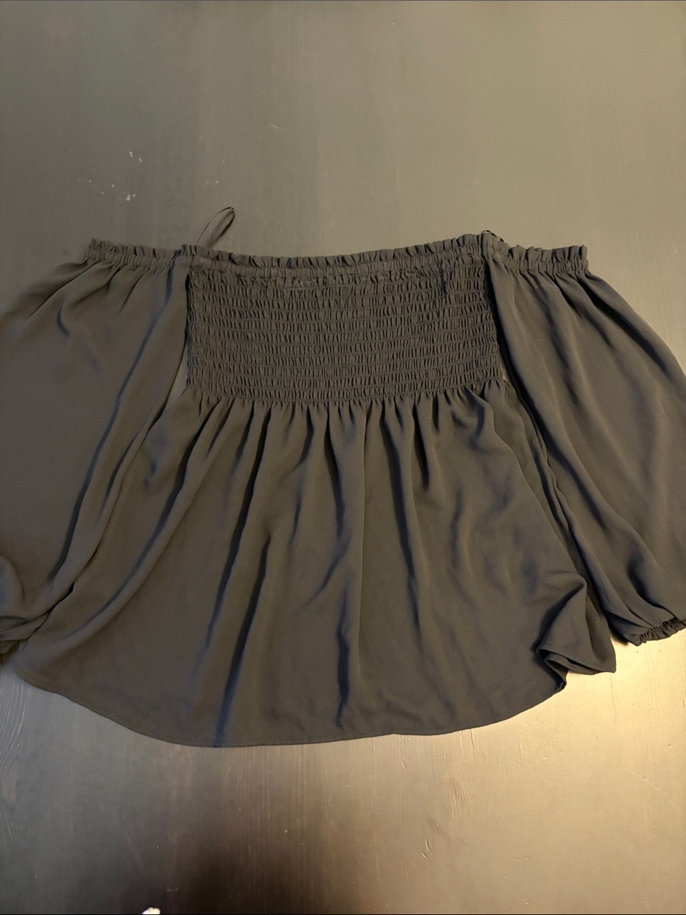Express Black Off-the-Shoulder Smocked Blouse